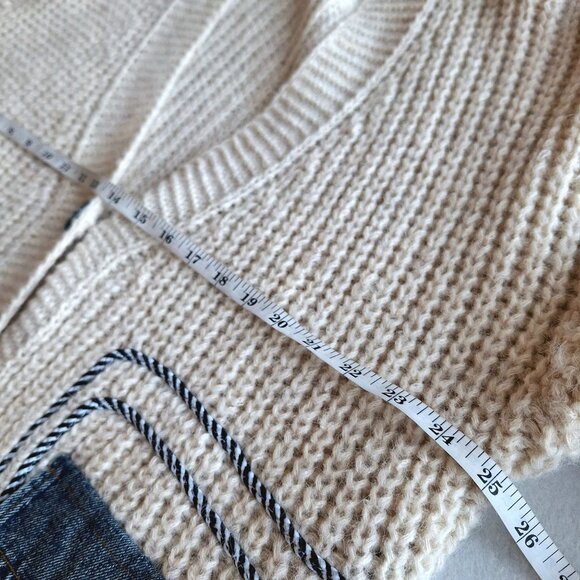 💙 Micas Thick Knit Oversized Drop Shoulder Cardigan Sweater Size L/XL Large Den - Picture 5 of 8